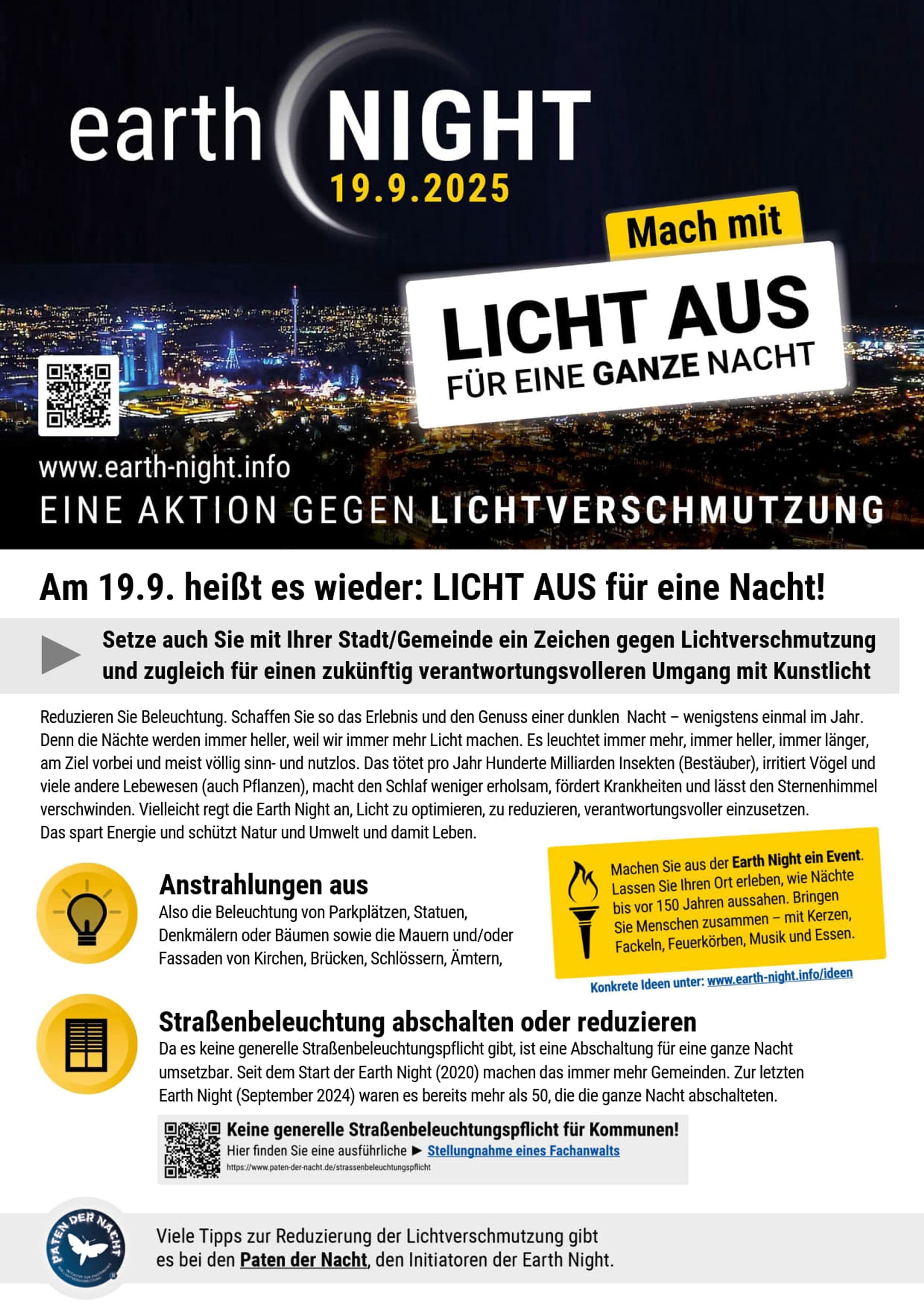 Neumarkt schaltet das Licht aus – für die Earth Night