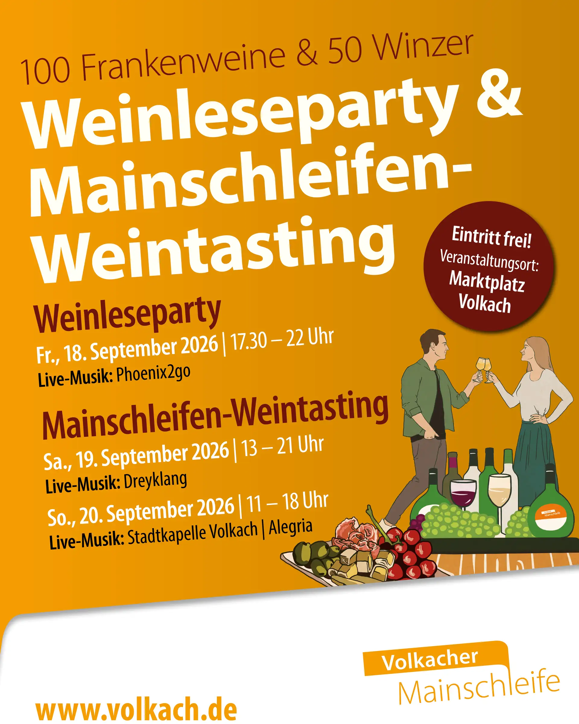 Volkach lädt zum Mainschleifen-Weintasting und zur Weinleseparty ein