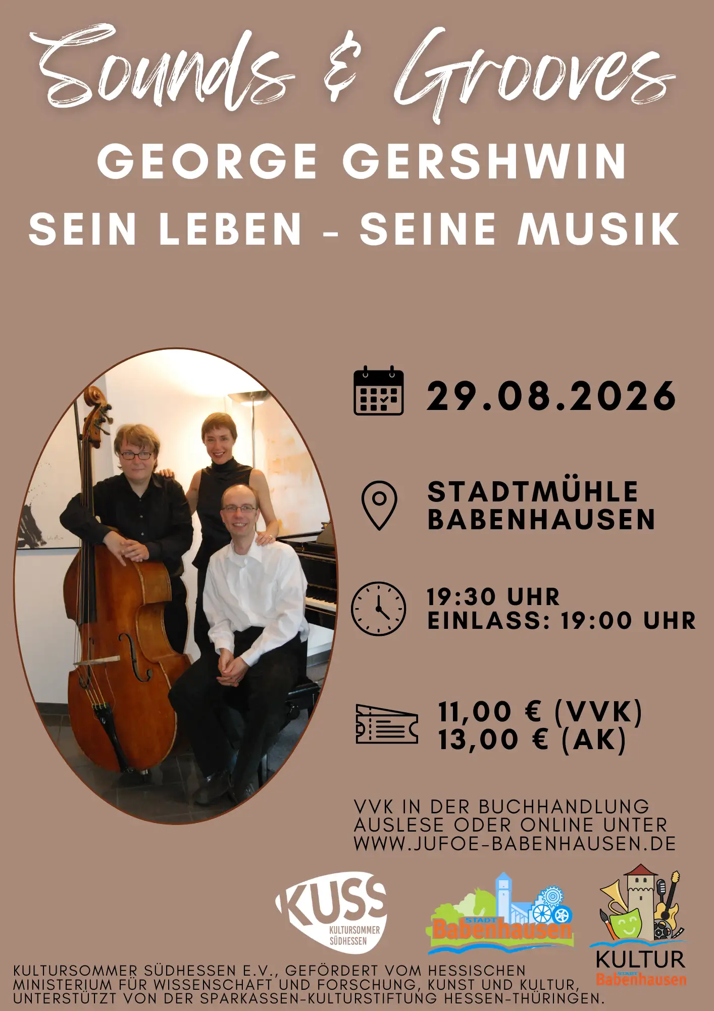 Jazztrio „Sounds and Grooves“ in der Stadtmühle Babenhausen