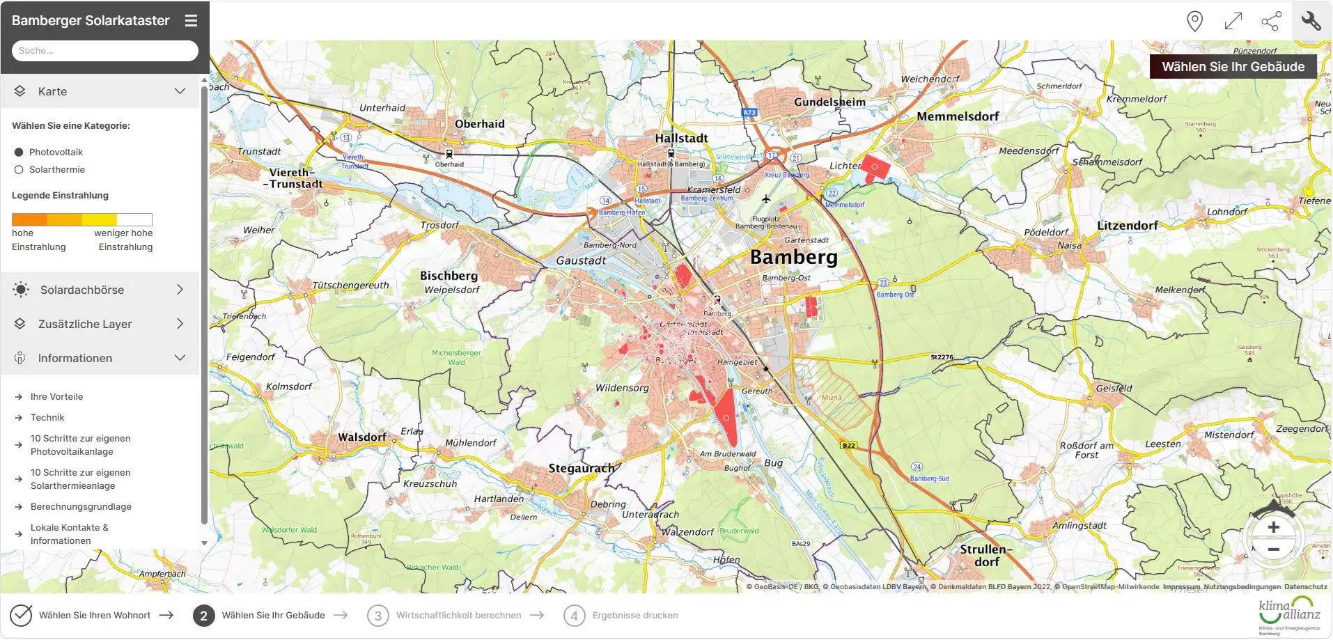 Solardachkataster Bamberg: Dach-Eignung online kostenlos prüfen