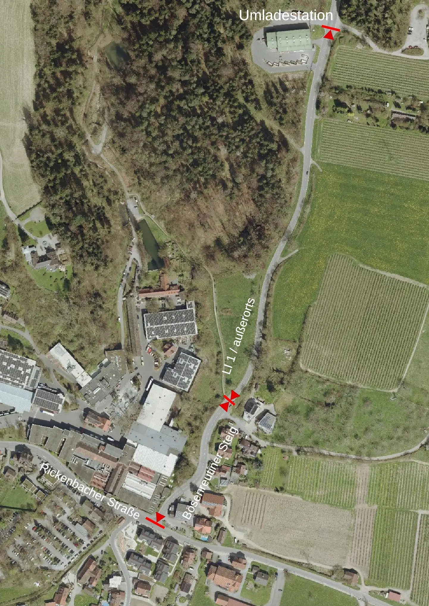 Der Ausbauabschnitt zwischen Firma Dornier und der Müllumladestation.